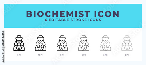 Biochemist line icon symbol. Logo. Icon vector illustration with editable stroke.