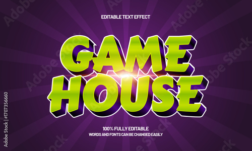 game house editable text effect for game