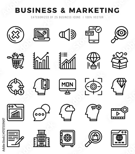 Business & Marketing icons set. Collection of simple Lineal web icons.