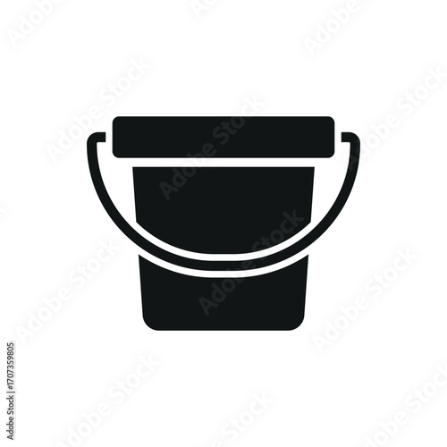 Bucket icon in glyph for simple utility and cleaning visuals.
