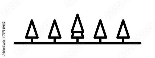 Wald aus fünf einfachen, geometrischen Tannen