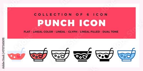 Punch Icon Collection. Flat. Lineal. Glyph Styles
