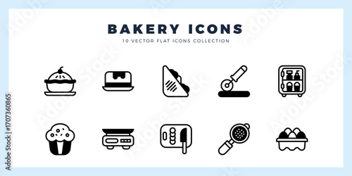 10 Bakery Lineal Fill icons pack. vector illustration.