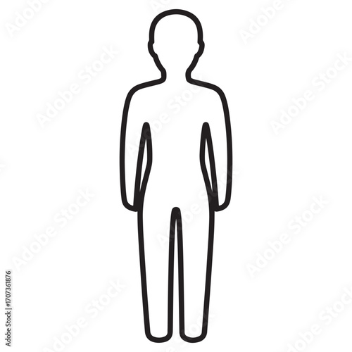 Simple Gender-Neutral Standing Figure Icon in Line Art Style: Versatile for Web and App UI Design Projects