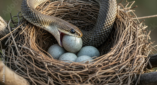 Snake Raids Bird Nest