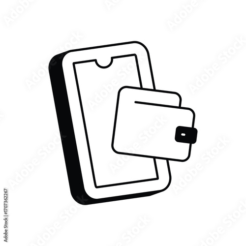 Digital Wallet Glyph Vector Icon