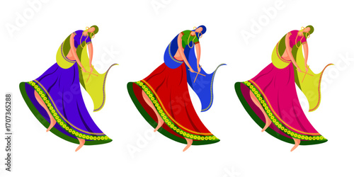 Beautiful dancing lady illustration on transparent background