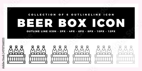 Collection of 6 Outline Beer Box Icons
