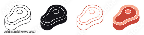 Steak icon set , steak meat, beefsteak chop food, barbecue icon . Vector illustration .