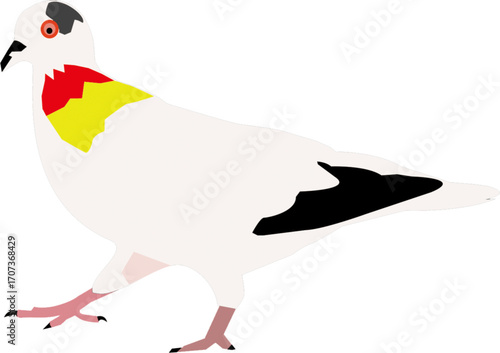 white and yellow dove icon walking.esp