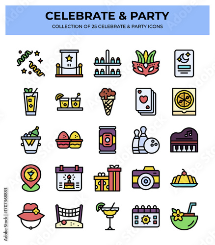 Collection of 25 Celebrate & Party Icons