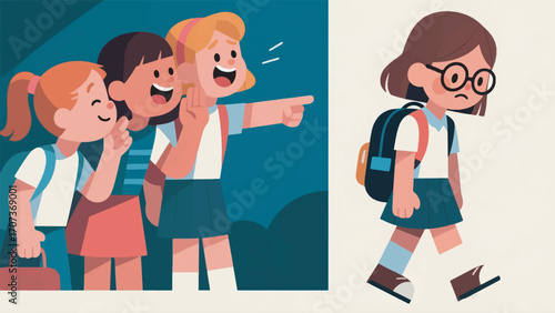 illustration of a group of women bullying vector design template