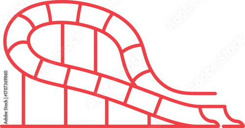 Red outline of a thrilling roller coaster ride on a white background