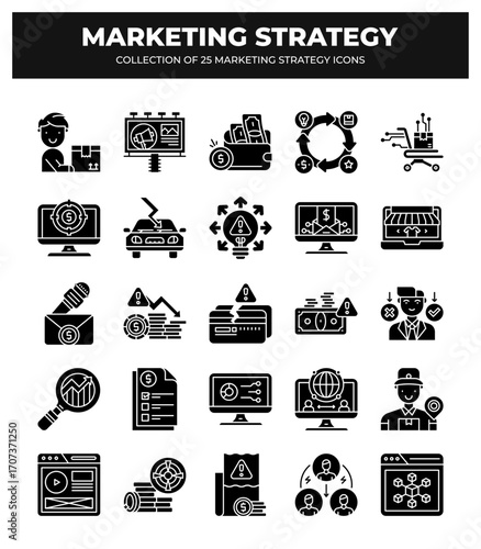 Collection of 25 Marketing Strategy Icons: A Visual Guide to Business Growth