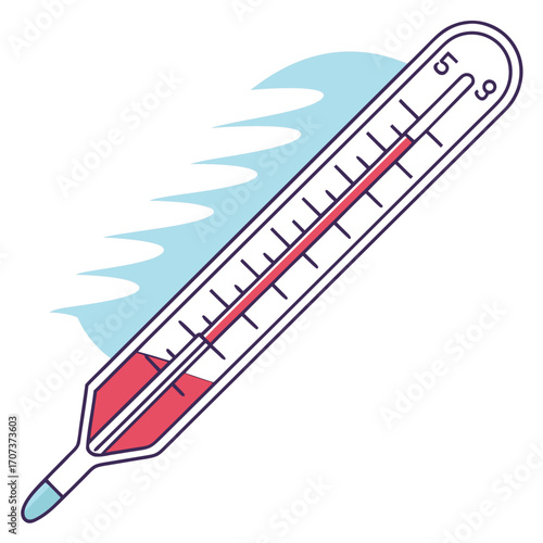 Illustration of a thermometer showing a fever