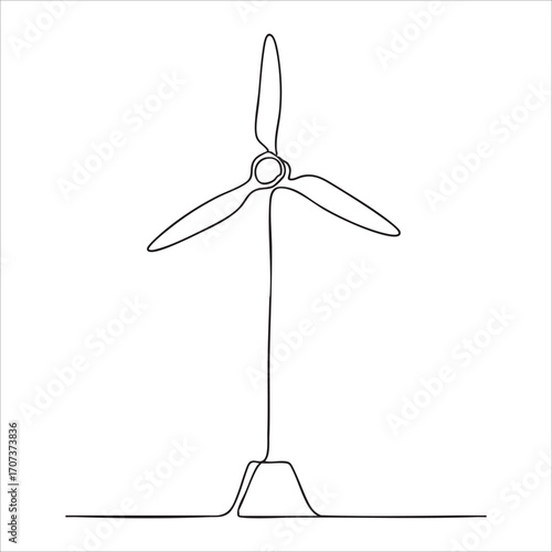 Continuous One Line Art Drawing of a Tidal Energy Turbine Vector