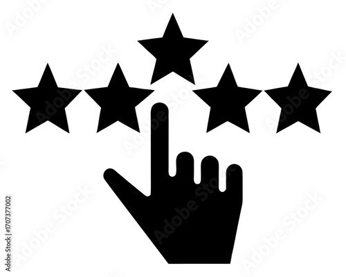 Hand selecting five stars for rating