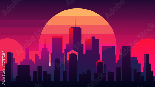 chicago skyline at sunset