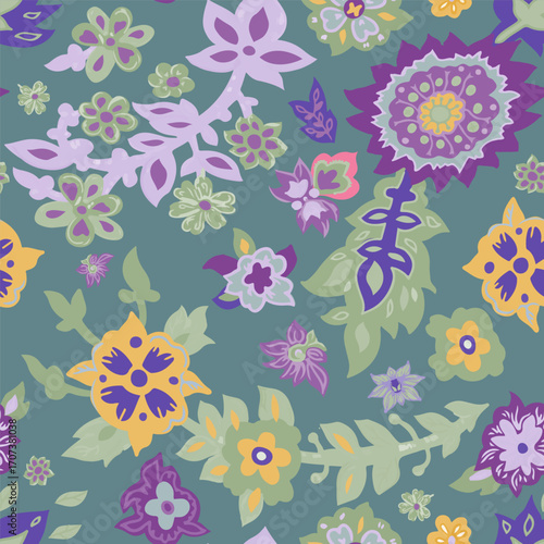 Colorful Botanical Floral Seamless Pattern