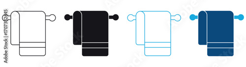 Towel icon set related to bathroom, hygiene. Vector illustration .