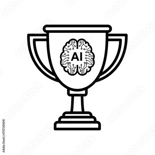 Ai trophy illustration vector graphic scalable icon represents artificial intelligence achievement vector