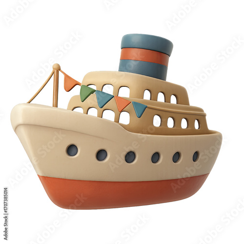 3D cartoon cruise ship travel transport icon