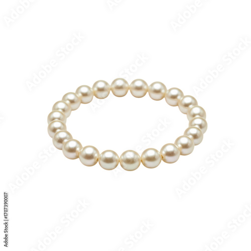 Close-up of Cream-Colored Pearl Bracelet on Transparent Background