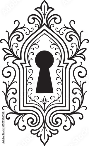 Decorative keyhole plate with floral scrollwork