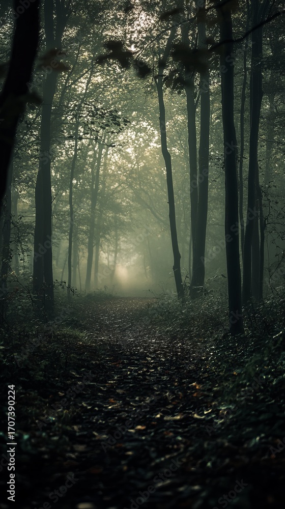 Obraz premium Foggy forest path