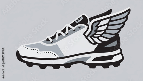 illustration of a sports shoe with wings on the side vector design template