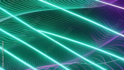 Abstract animated background with glowing neon laser lines and a vibrant, futuristic digital wave pattern