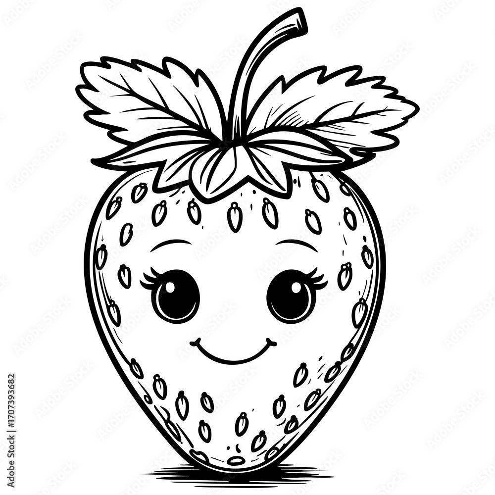 Obraz premium Cute smiling strawberry fruit character