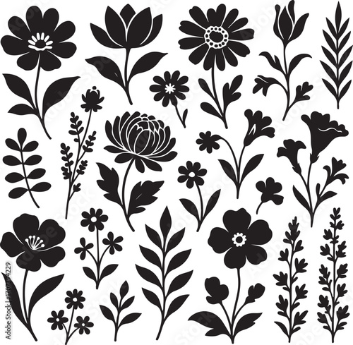 Floral Silhouette Collection: A collection of beautifully designed floral silhouettes, perfect for adding a touch of elegance and natural beauty to any project.