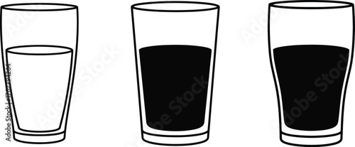 Three elegant glasses, each partially filled with a dark beverage, sit side-by-side. Their stark, minimalist design against the glass is a modern display