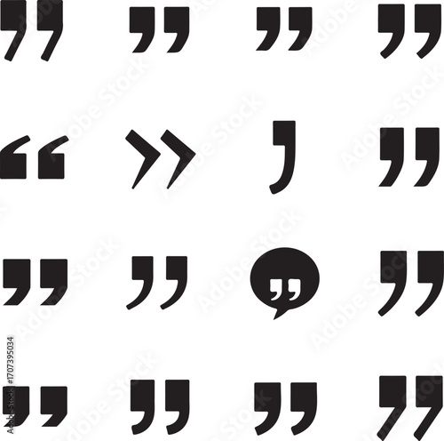 Quotation Marks and Symbols: A collection of various quotation marks and symbols, rendered in stark black and white, ideal for design projects that demand simplicity and clarity.