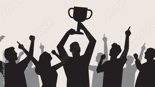 illustration of a group of people celebrating victory vector design template