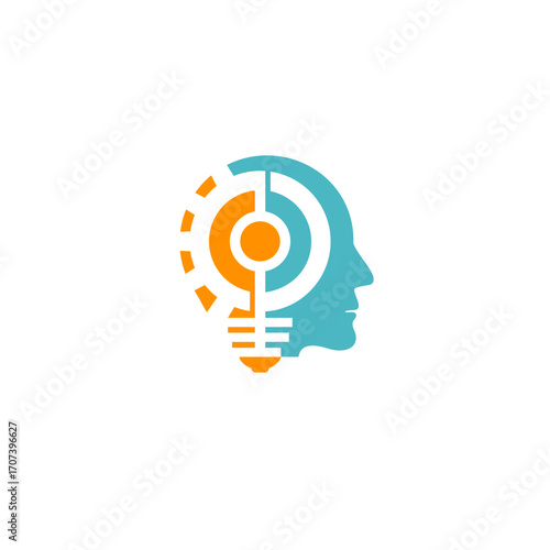 dea generating icon Human technology or human digital, head tech icon symbol, robot tech logo design	
