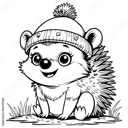 Cute Hedgehog With Hat Page