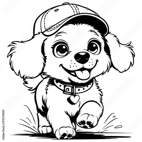 Cute Puppy Wearing Cap