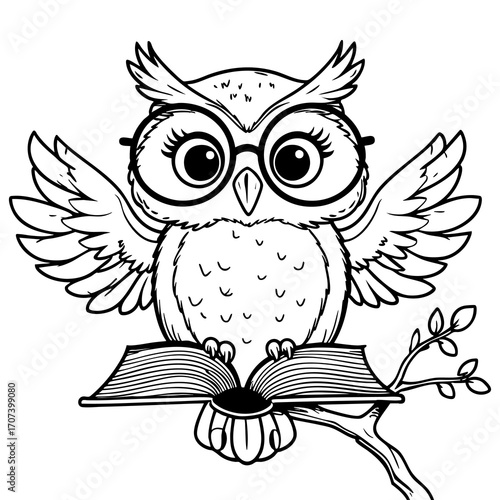Wise owl reading book