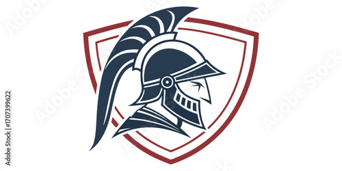 Bold Spartan helmet emblem representing strength and protection for team sports or corporate branding
