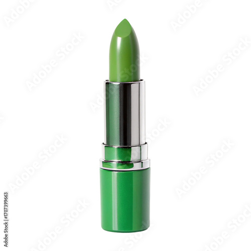 Green lipstick isolated on transparent background  
