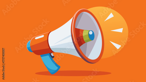 Vector art of orange megaphone for marketing and advertising campaign with sound waves
