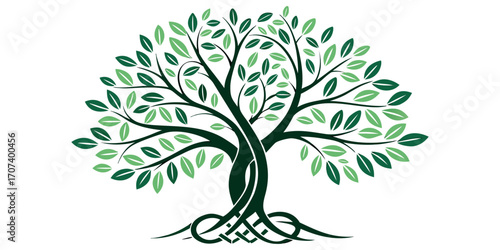 Celtic Tree of Life with Green Leaves