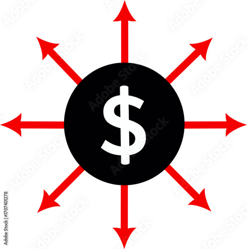 Capital outflow line icon, linear colorful pictogram. Vector graphics and not Artificial Intelligence, logo illustration. Replaceable vector design.