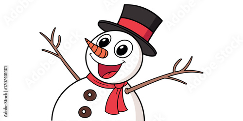snowman with red scarf and head