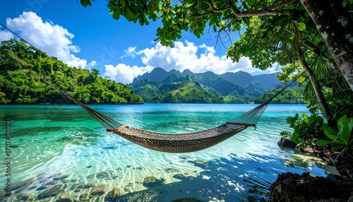 Wallpaper Mural Tropical beach hammock scene (1) Torontodigital.ca