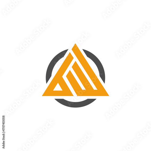 BW logo monogram with triangle shape and circle 