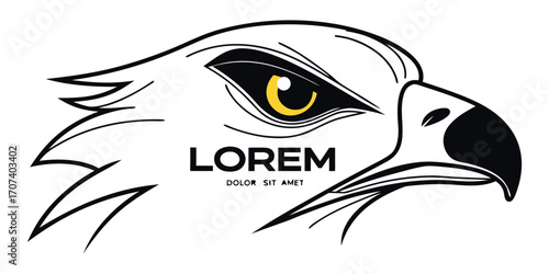 Striking eagle head emblem design with sharp yellow eye, ideal for bold branding and dynamic sports logos