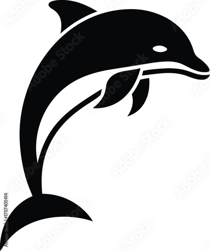 Striking silhouette of a dolphin leaping gracefully out of water artistic representation